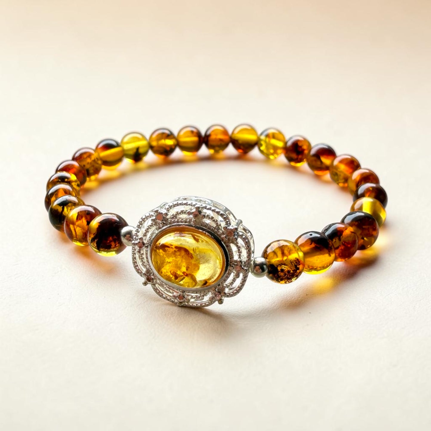 Amber Oval Cabochon Bracelet