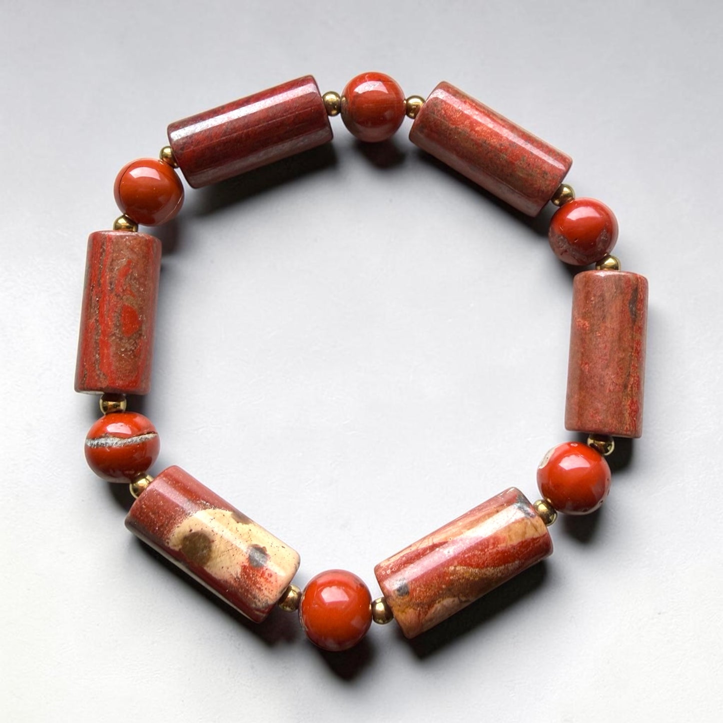 Red Jasper Tube Barrel Bracelet