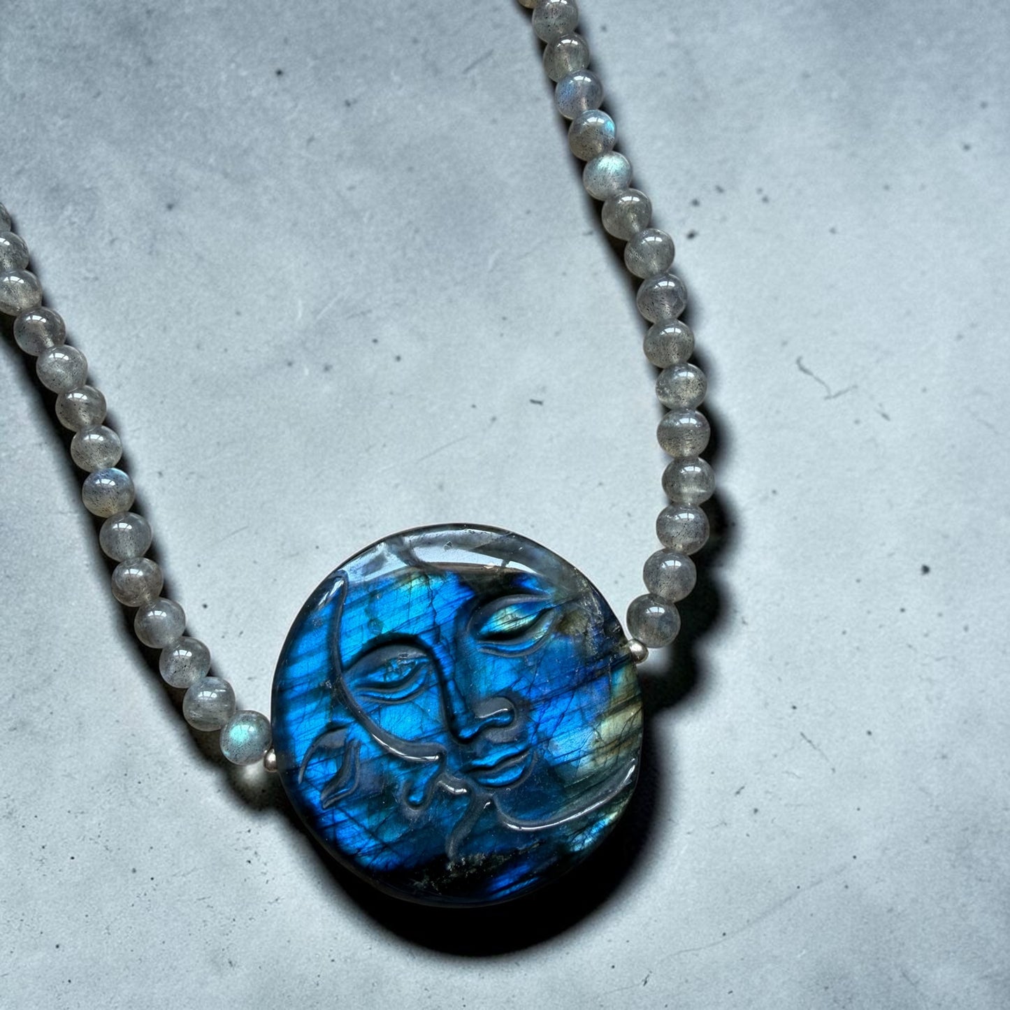 Labradorite Two Moon Necklace