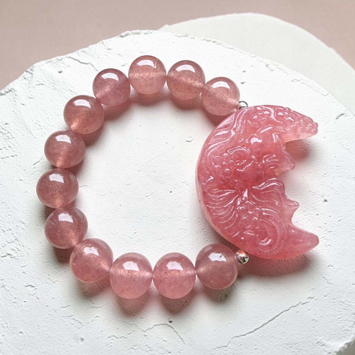 Strawberry Quartz (Pink) Moon Bracelet
