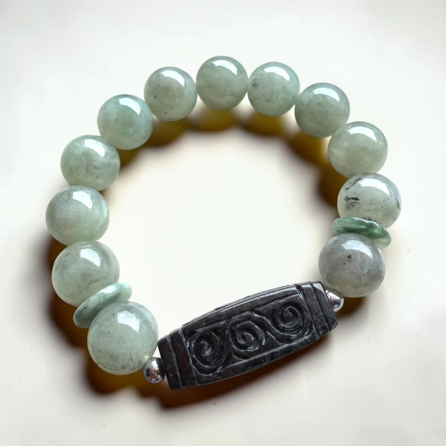 Jadeite & Wuji Jade Lucky Turn Bracelet