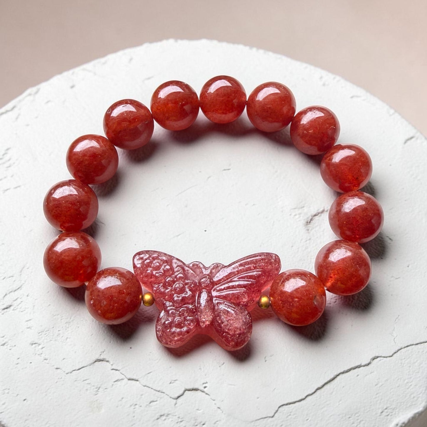 Strawberry Quartz (Red) Butterfly Bracelet