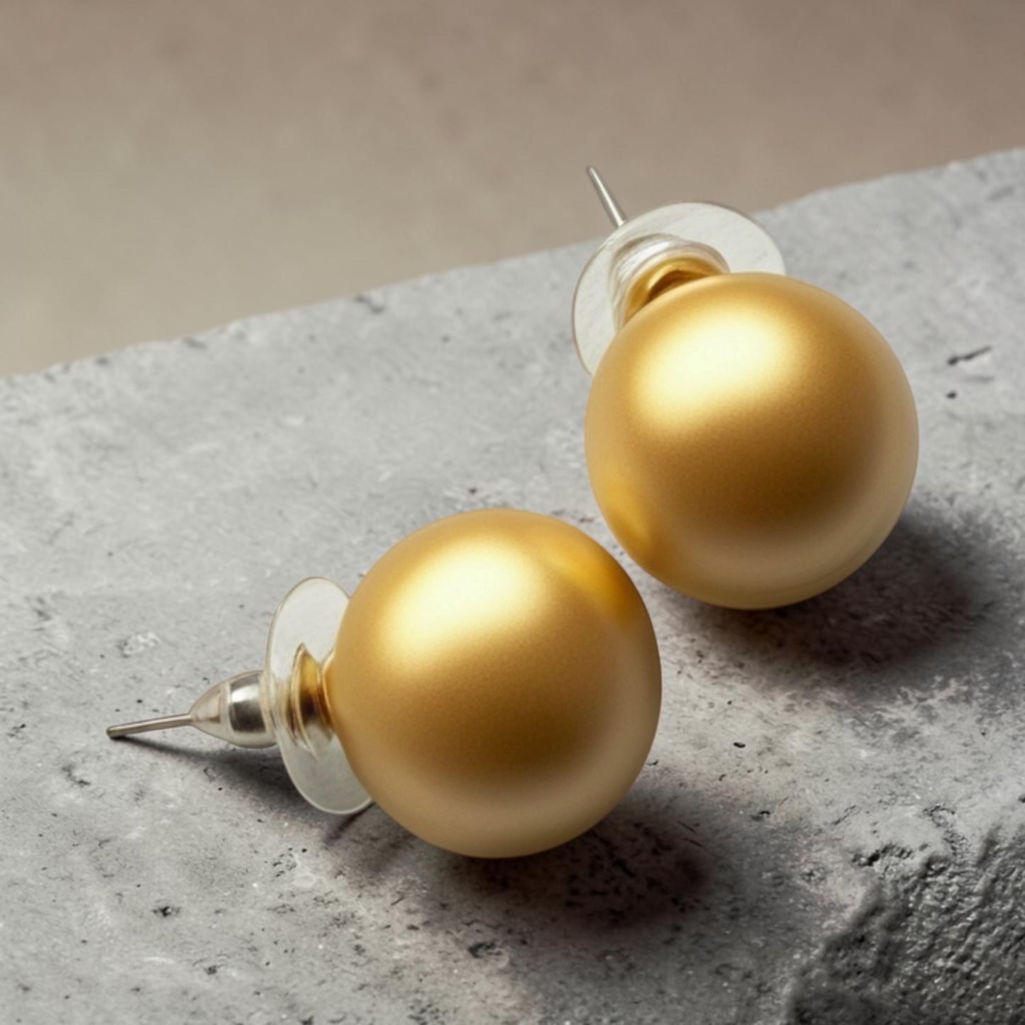 Golden Pearl Stud Earrings