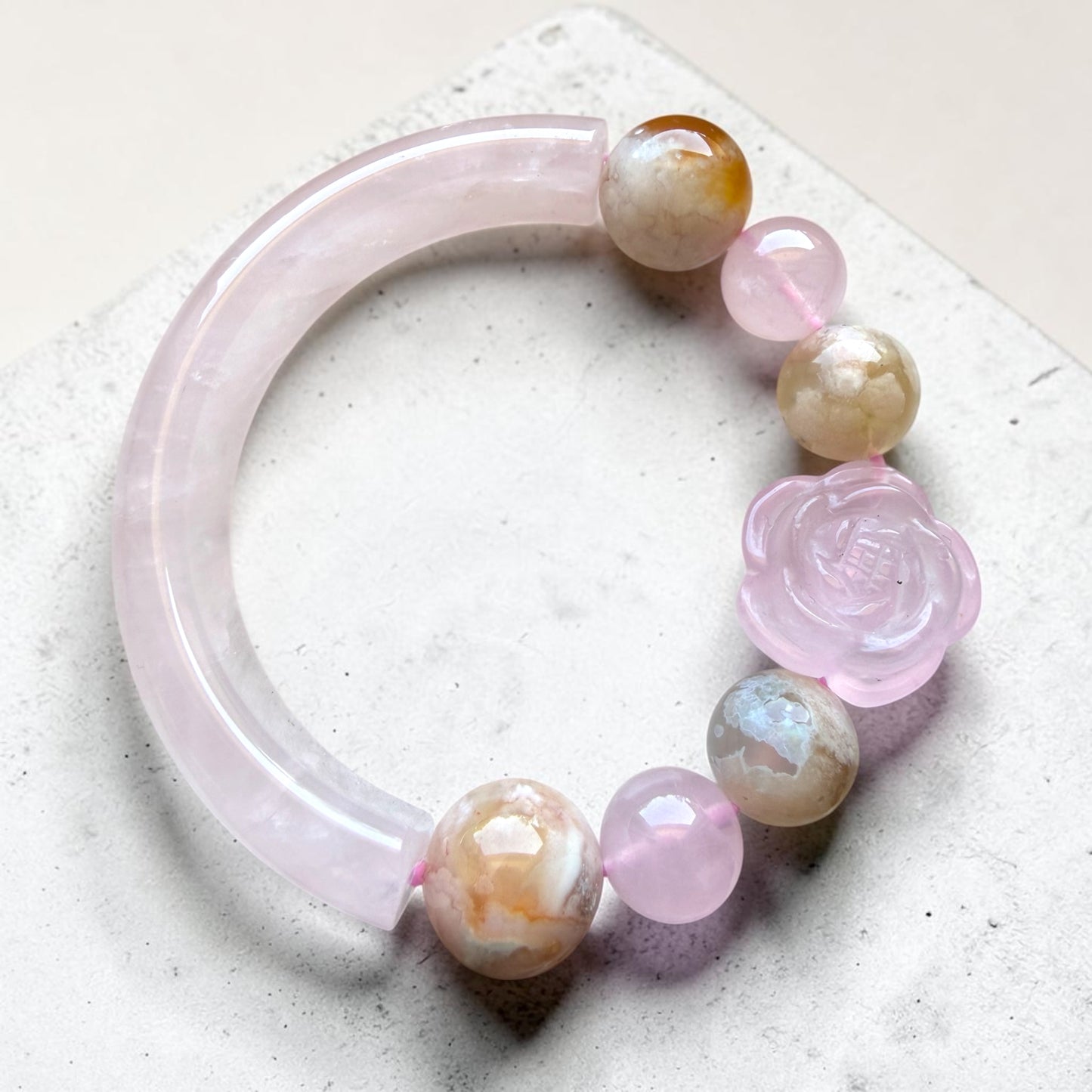 Rose Quartz Half Bangle (Madagascar)