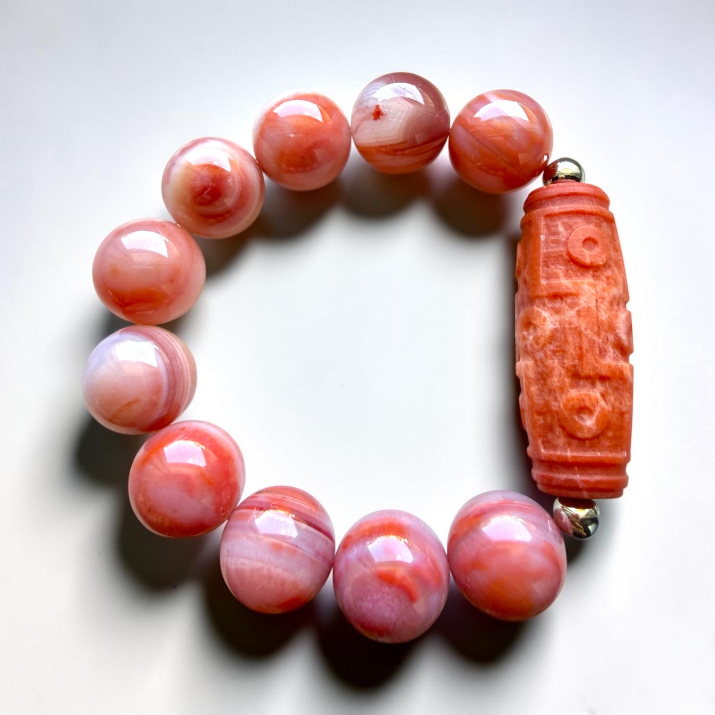 Nanhong Agate Dzi Barrel