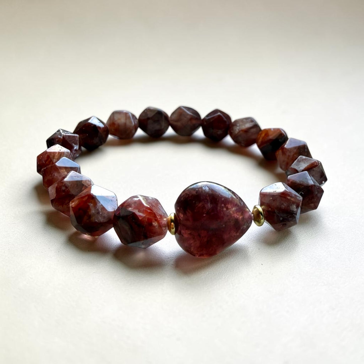 Fire Quartz Faceted Heart