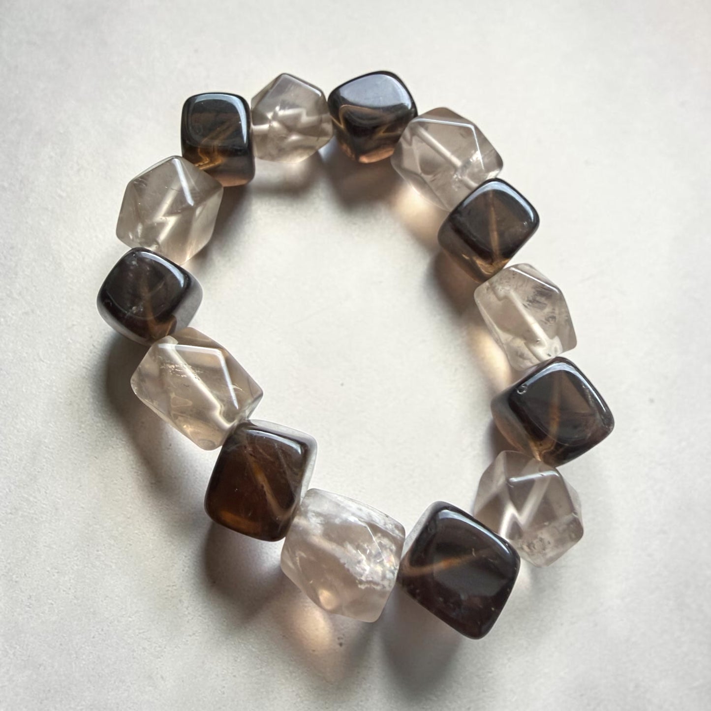 Smoky Quartz Cube & Freeform Bracelet