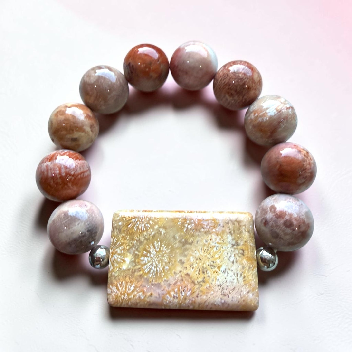 Agatized Fossil Coral Bracelet (Coral Jade)