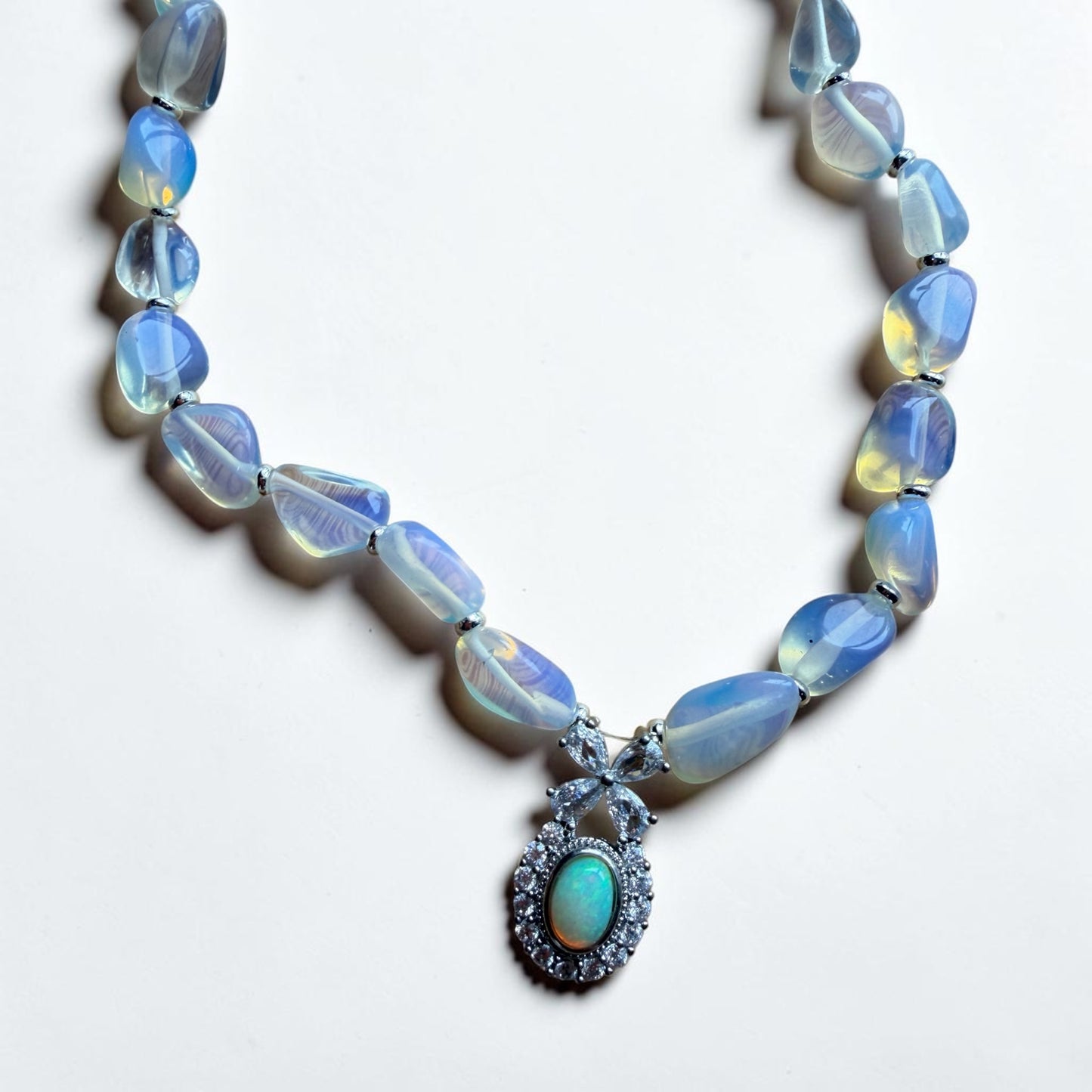 Opalite Freeform & Ethiopian Opal Necklace