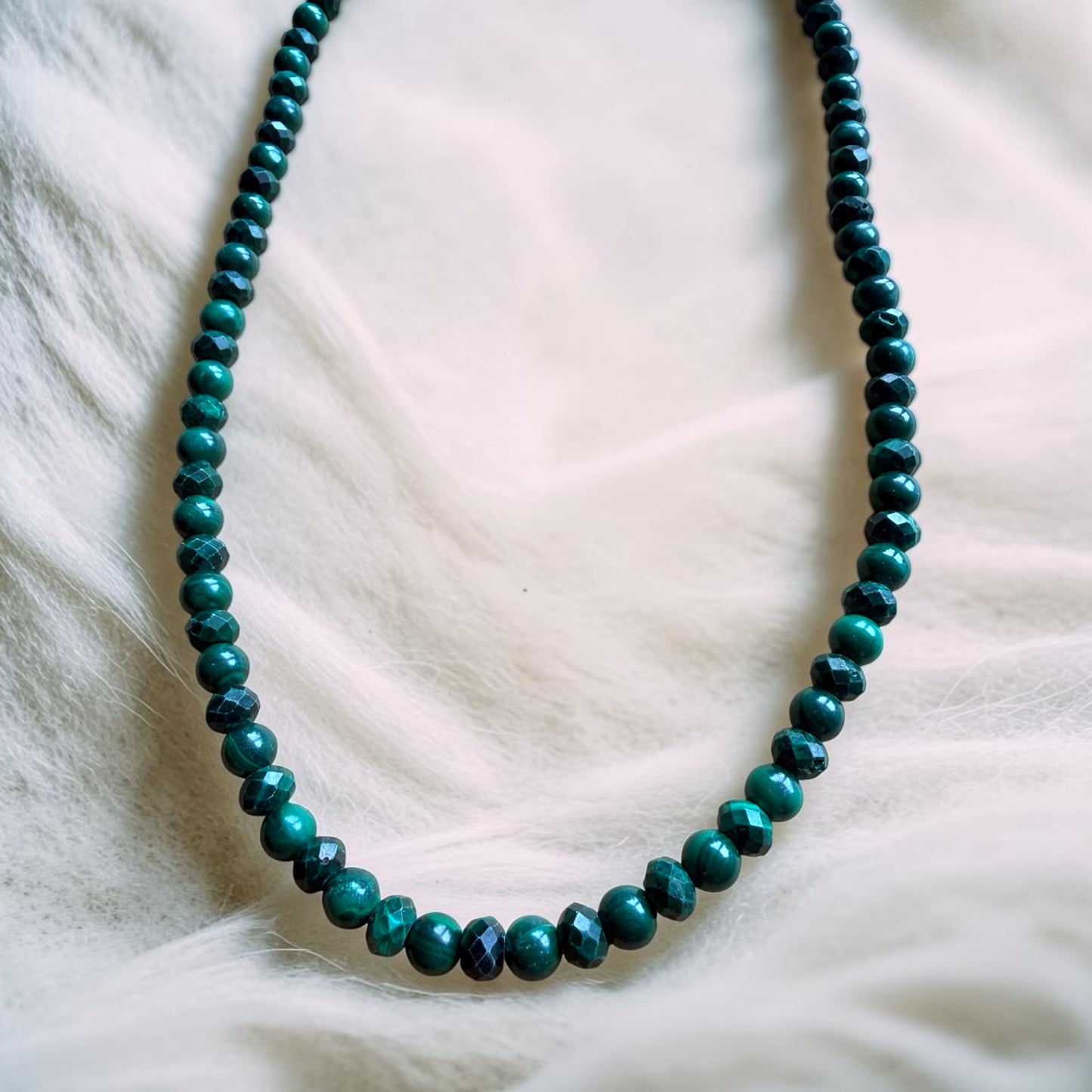 Malachite Faceted Rondelle & Round Necklace