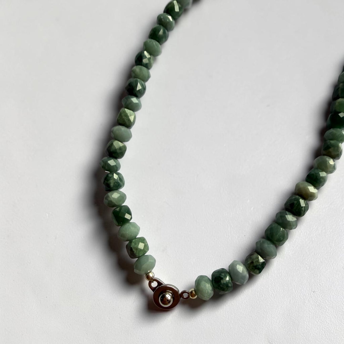 Jade Faceted Rondelle & Cube Necklace