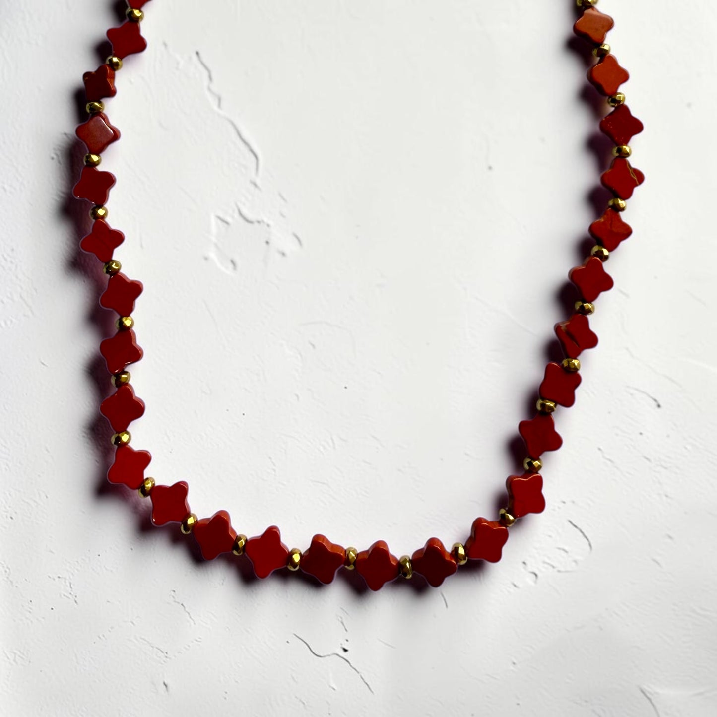 Red Jasper Clover Necklace