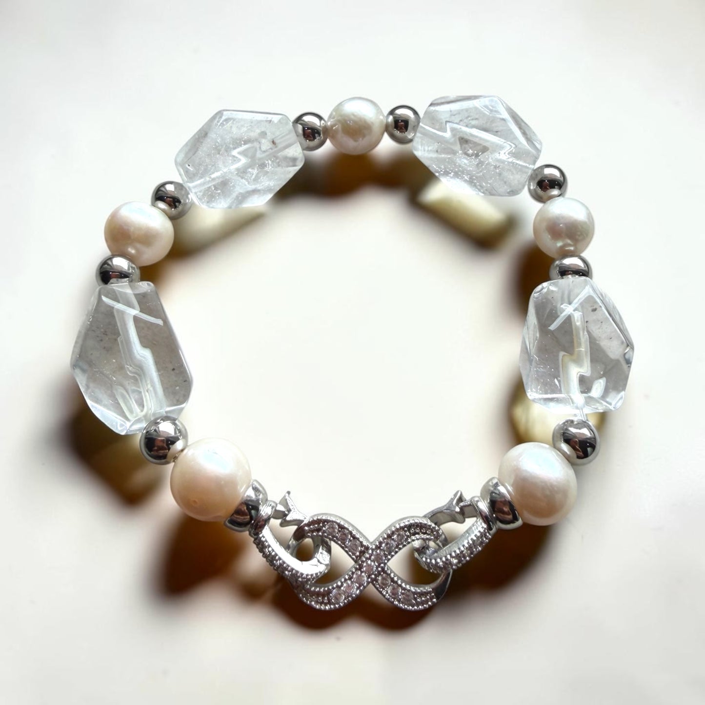 Clear Quartz & Pearl Bracelet