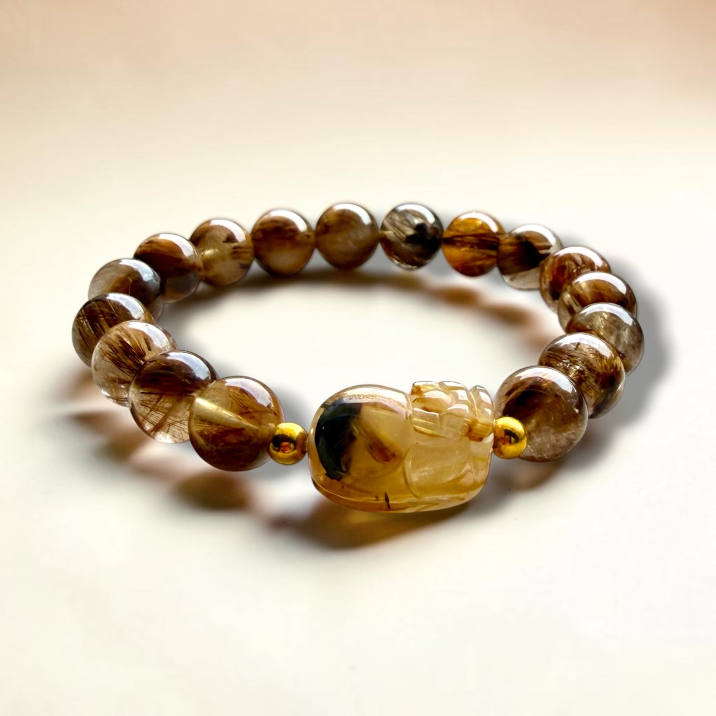 Golden Rutilated Pixiu Wealth Bracelet