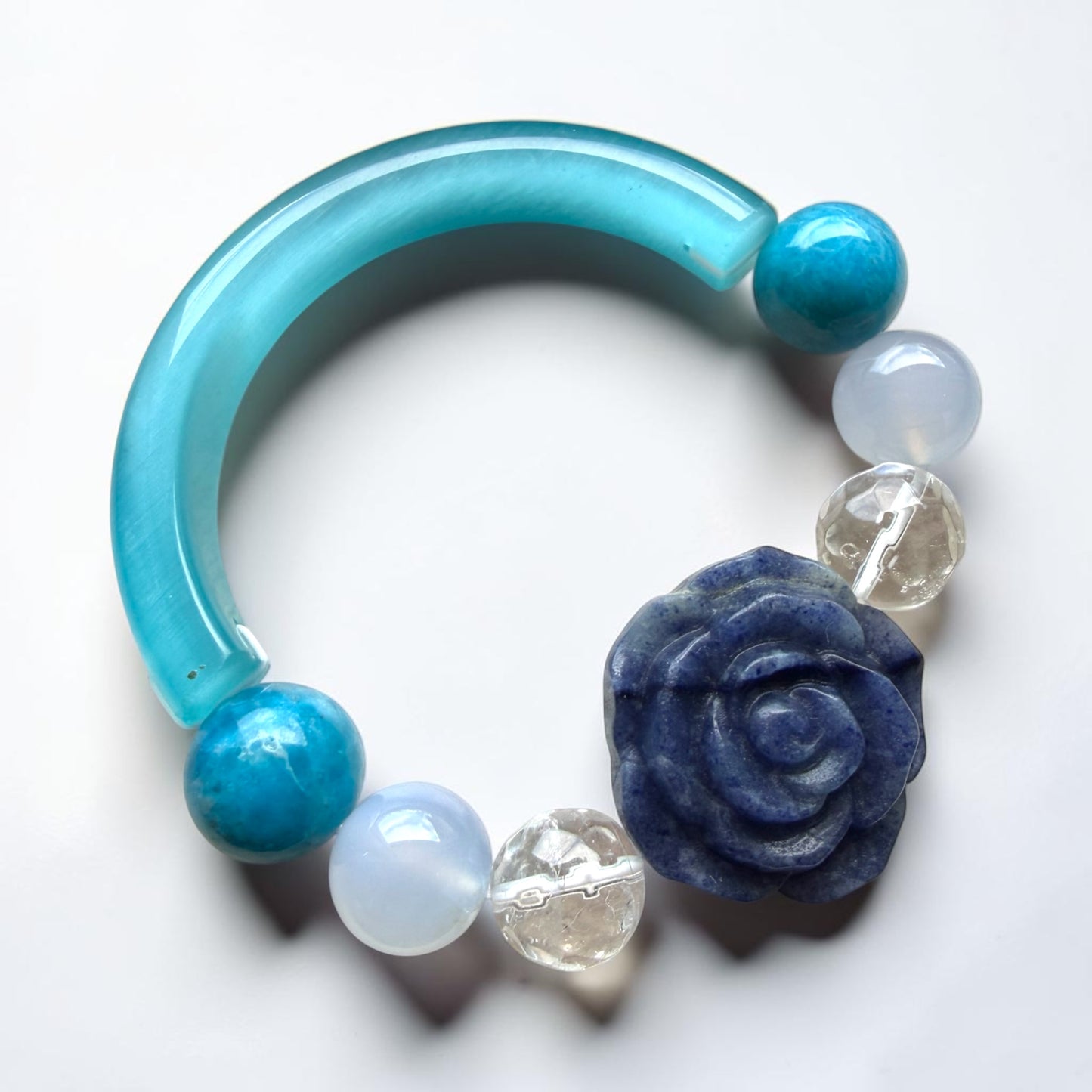 Selenite Cat’s Eye Half-Bangle Bracelet