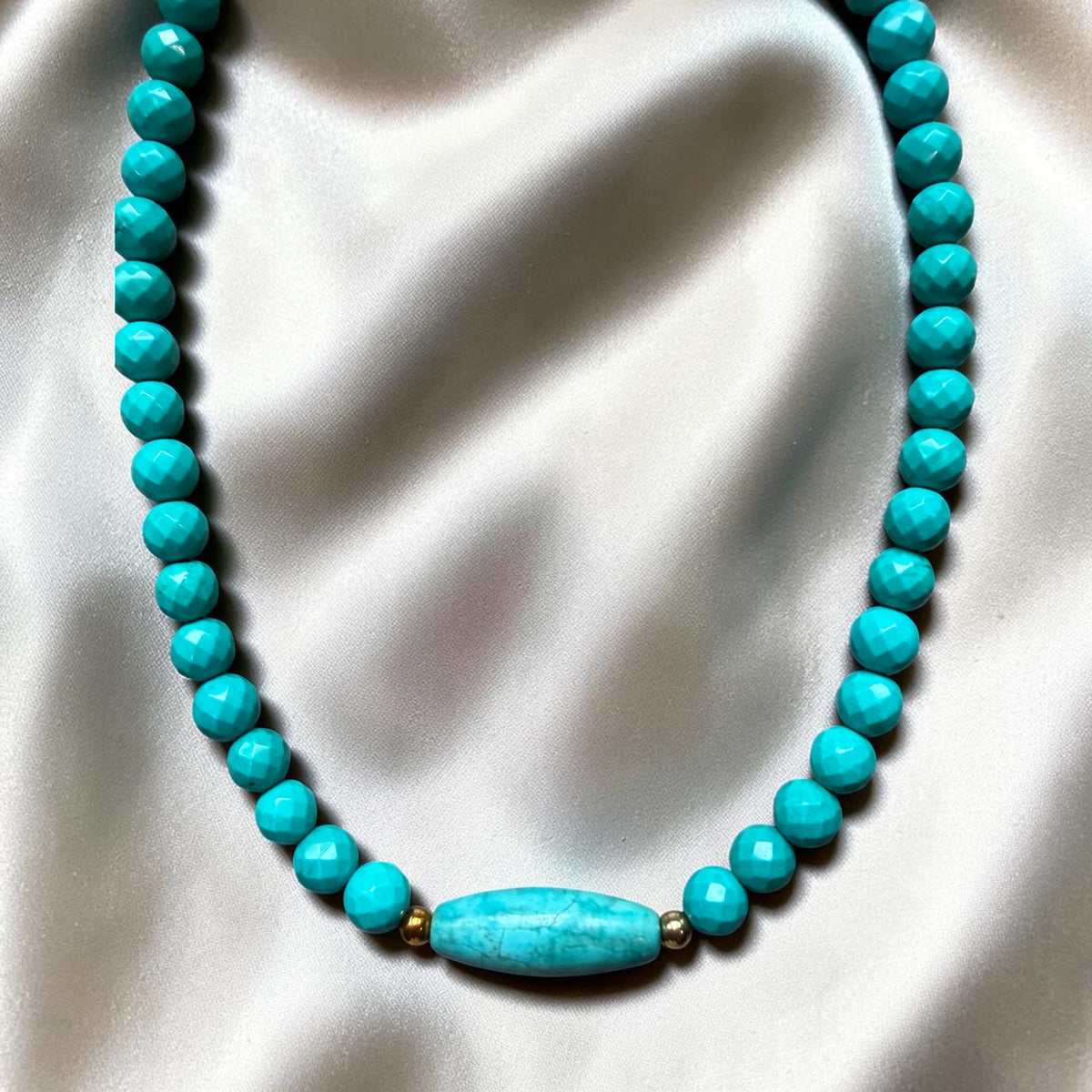 Turquoise Faceted Round Necklace