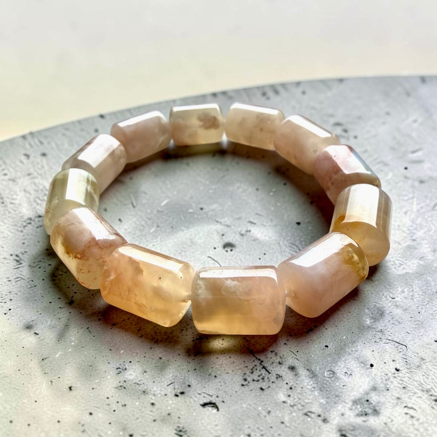 Sakura Agate Barrel Bracelet