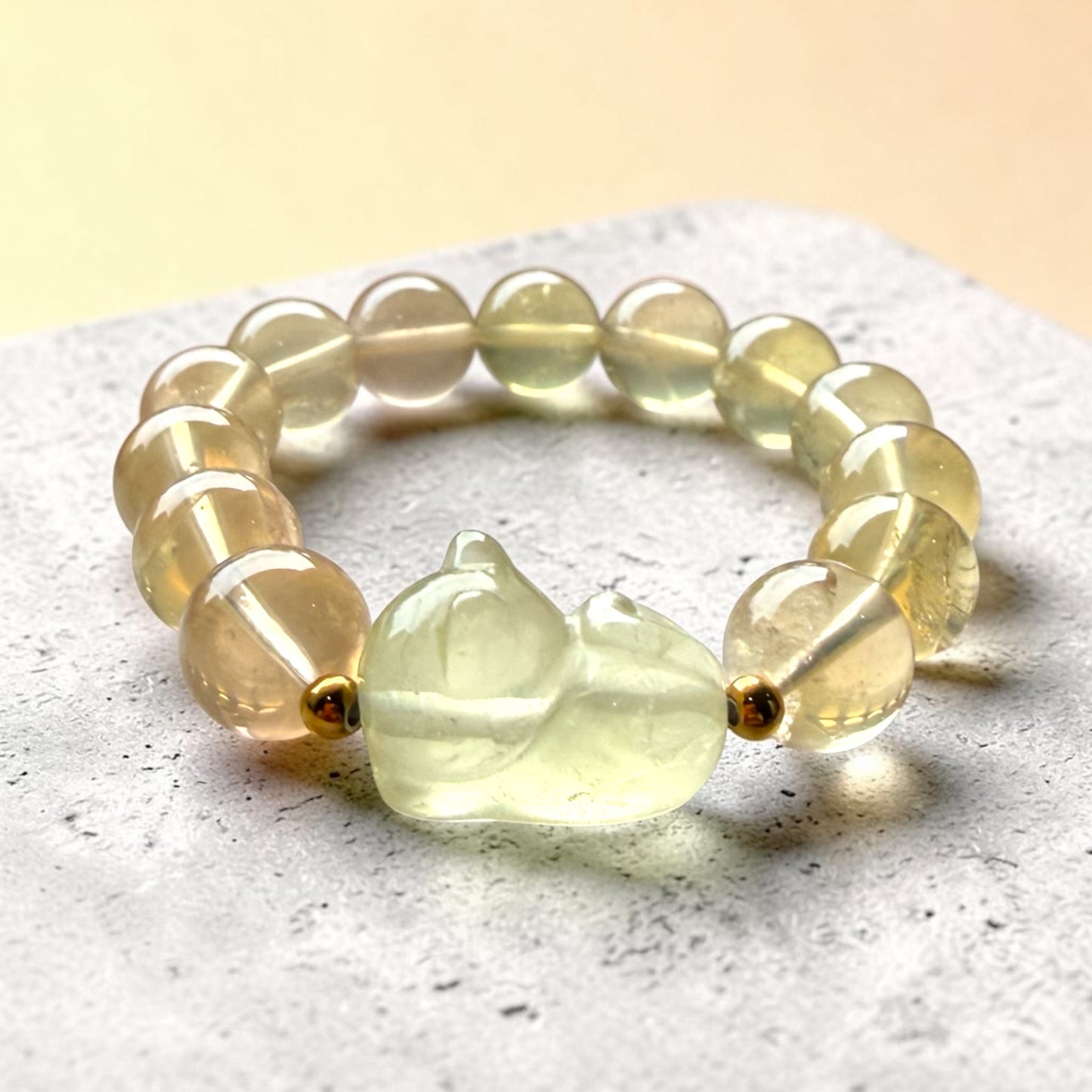 Citrine (Lemon) Sleeping Cat Bracelet