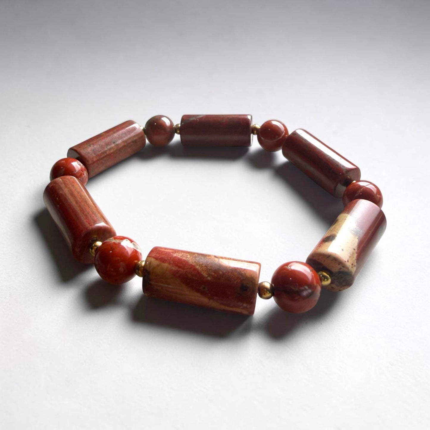 Red Jasper Tube Barrel Bracelet