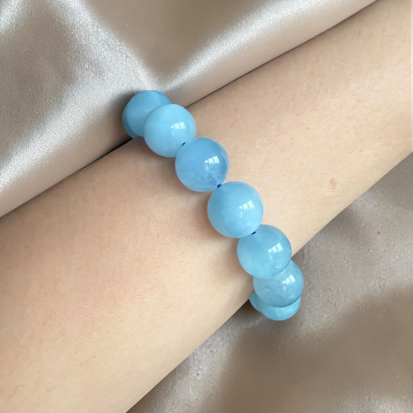 Aquamarine Deep Blue Bracelet 12mm