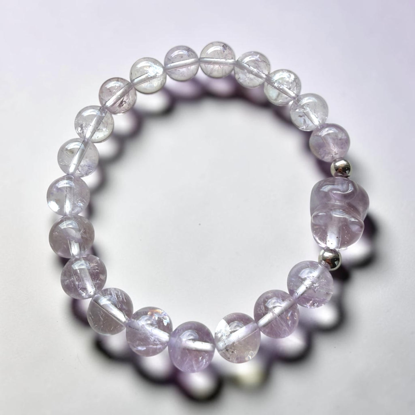 Lavender Amethyst Cat Charm Bracelet