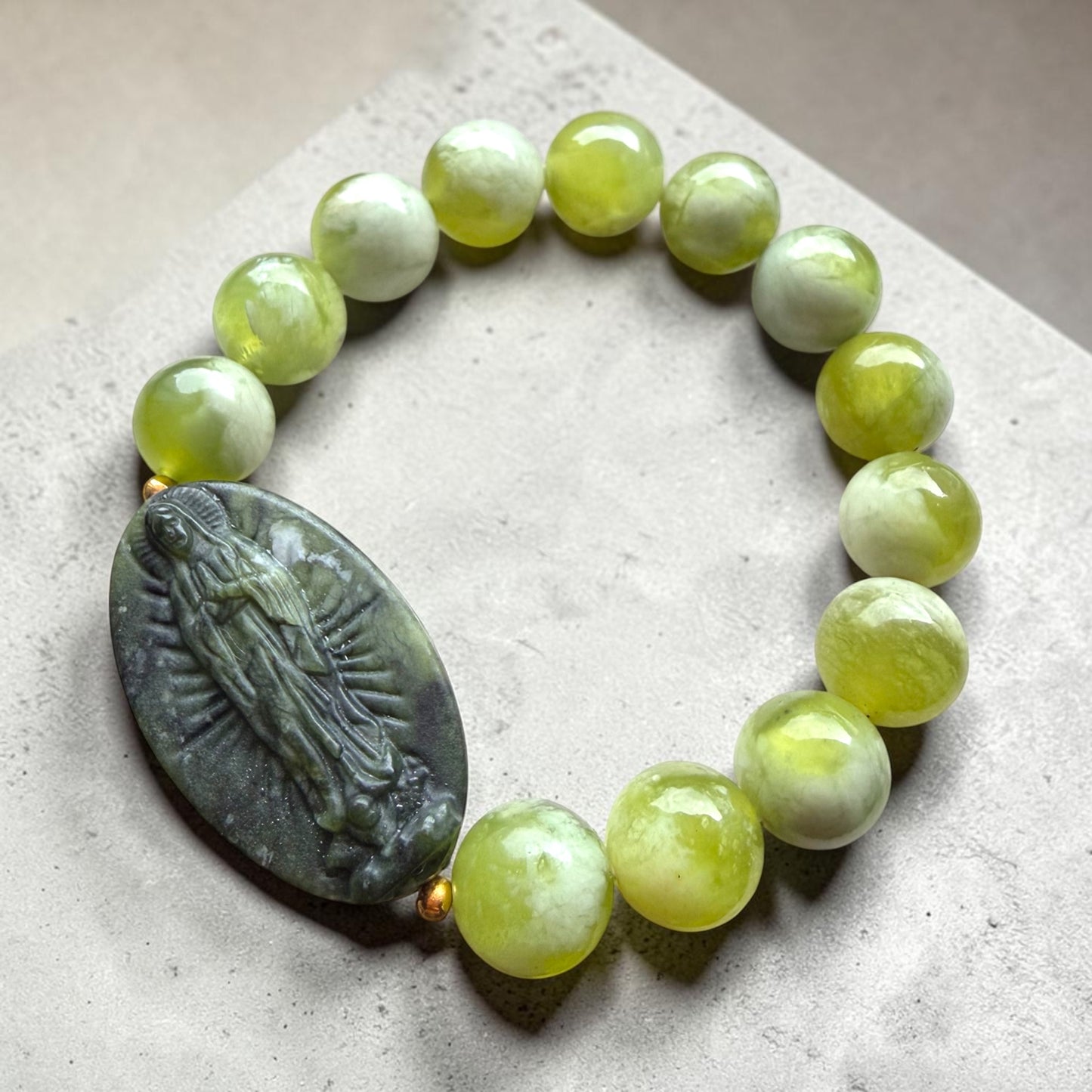 Xiuyan Jade Mama Mary Bracelet