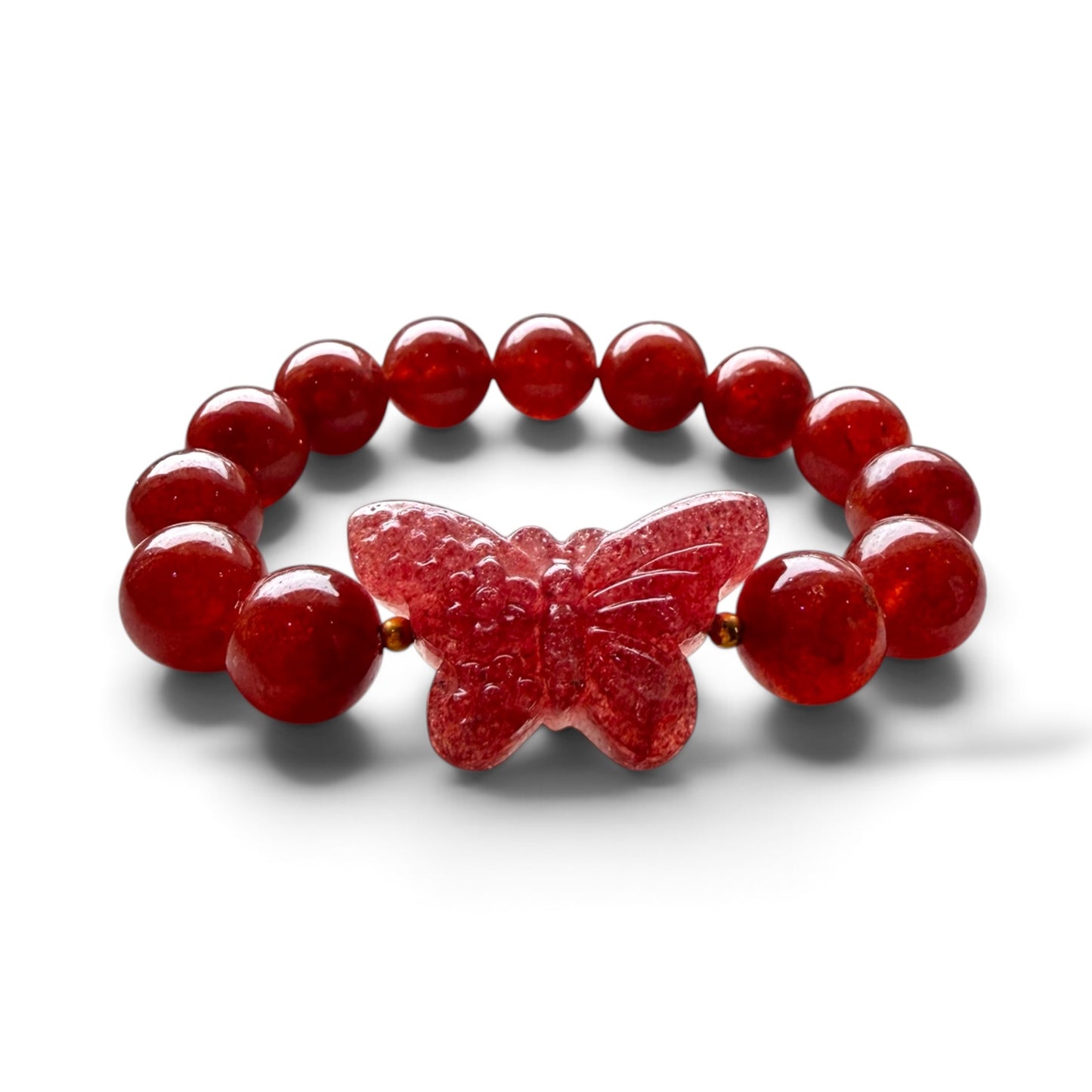 Strawberry Quartz (Red) Butterfly Bracelet