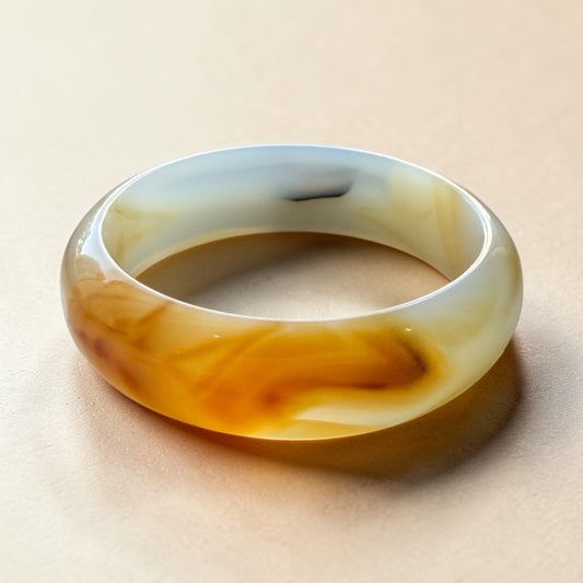 Golden Veil Dendritic Agate Bangle