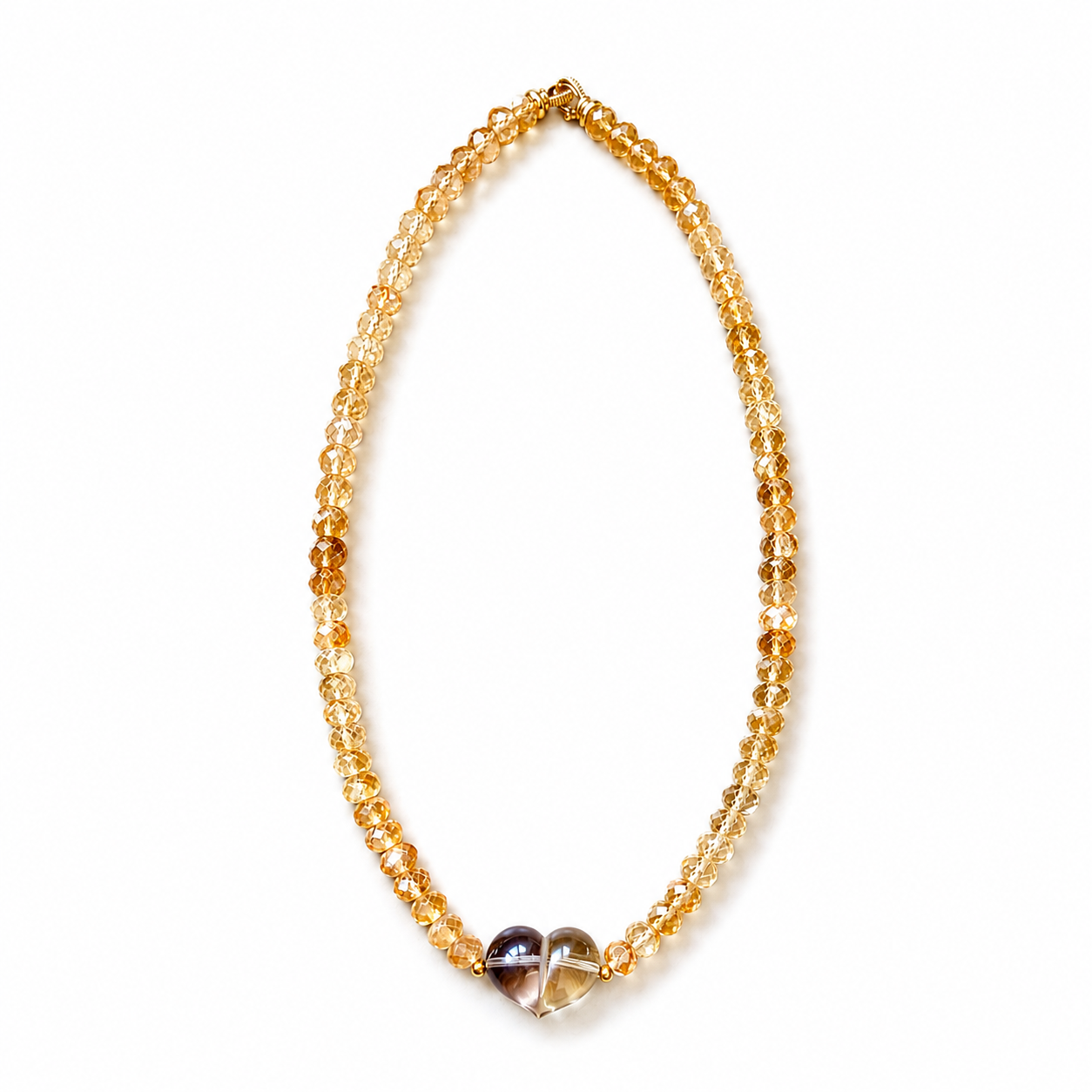 Citrine Faceted Heart Necklace