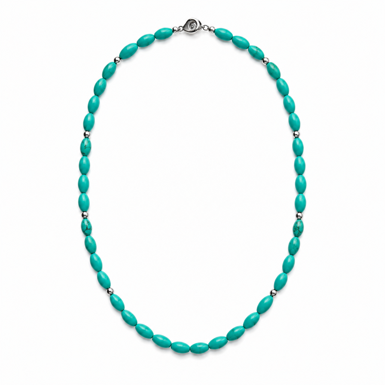 Turquoise Rice Bead Necklace