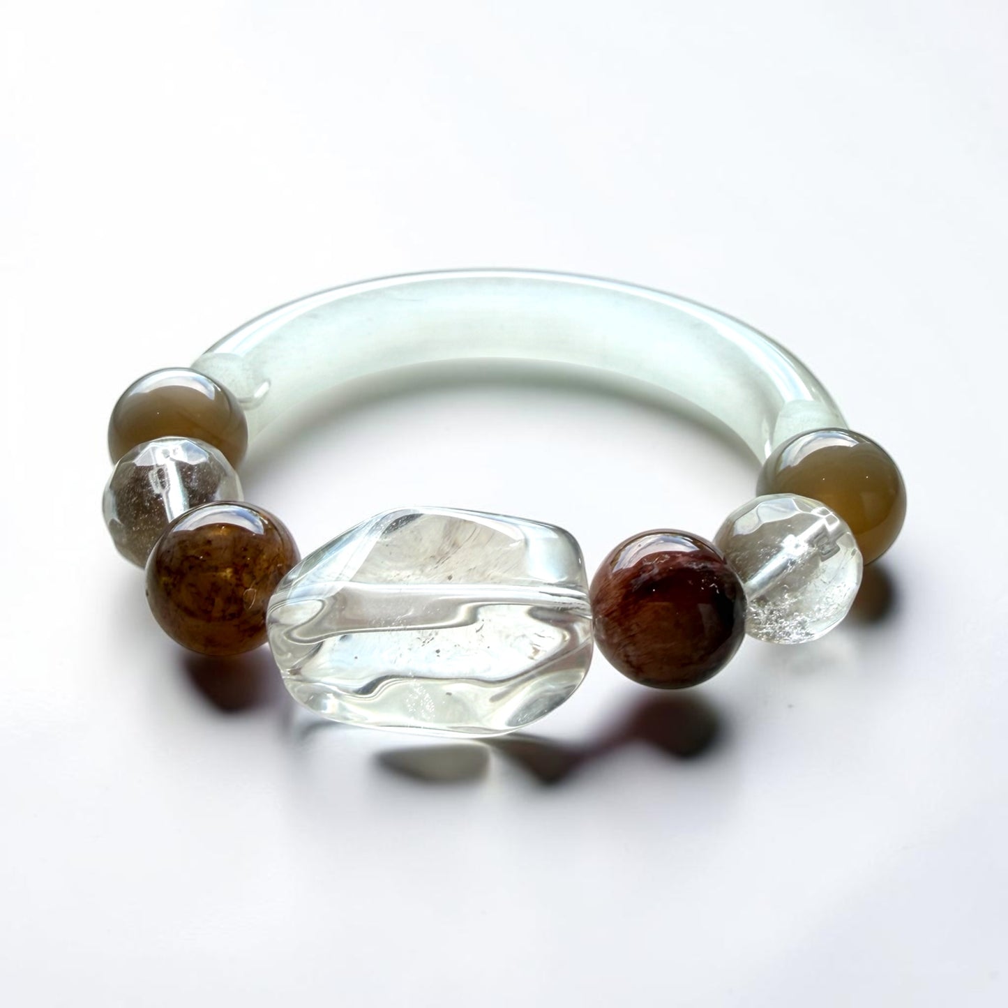 Selenite Cat’s Eye Half-Bangle Bracelet