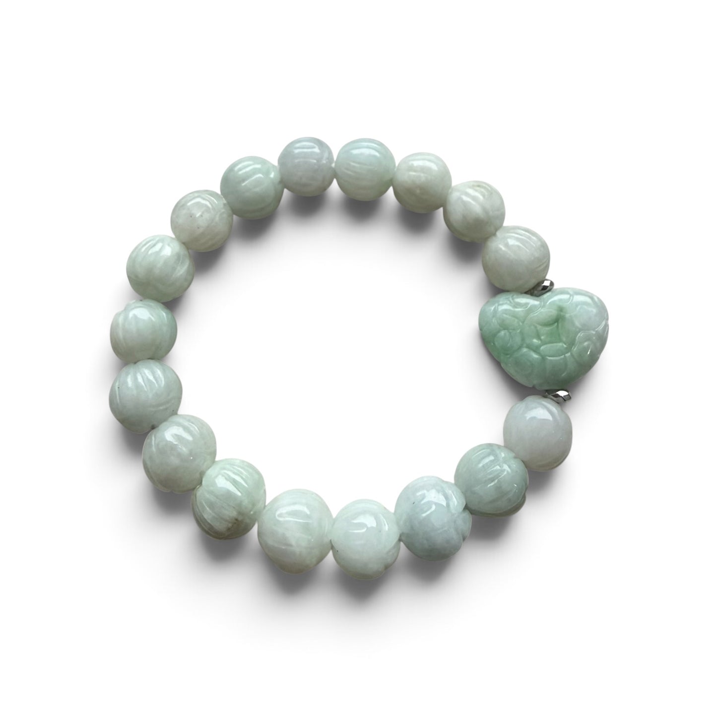 Jadeite (Green) Lotus Heart Bracelet