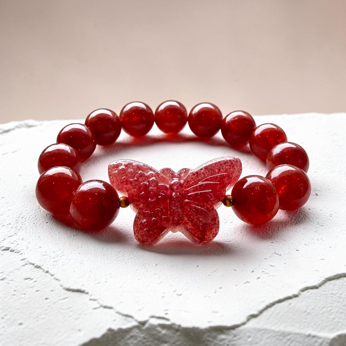 Strawberry Quartz (Red) Butterfly Bracelet