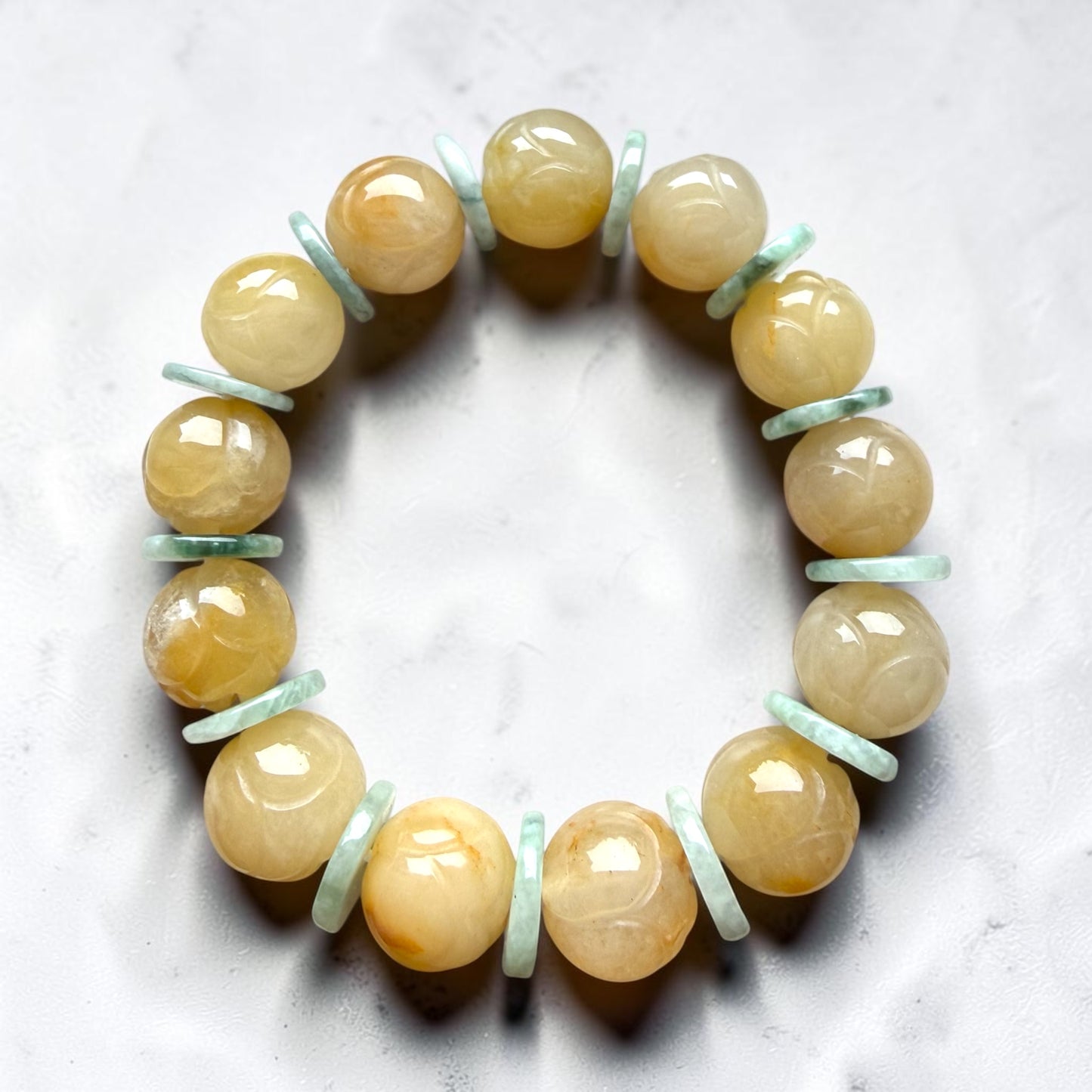Yellow & Green Jade Abacus Lucky Turn Bracelet
