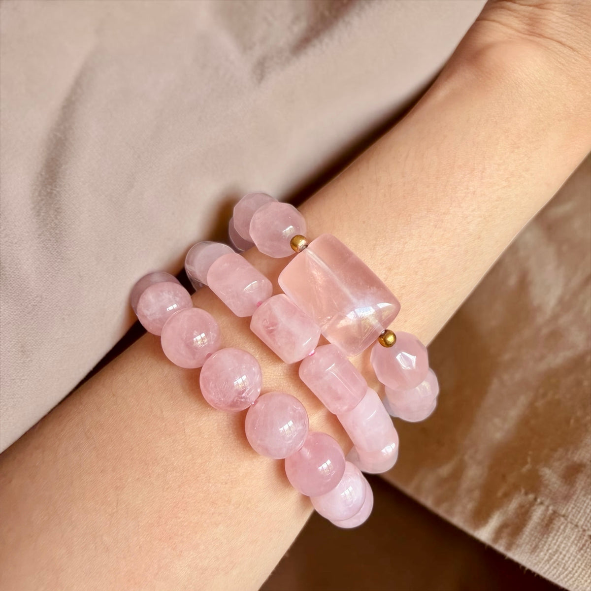 Rose Quartz Barrel Bangle