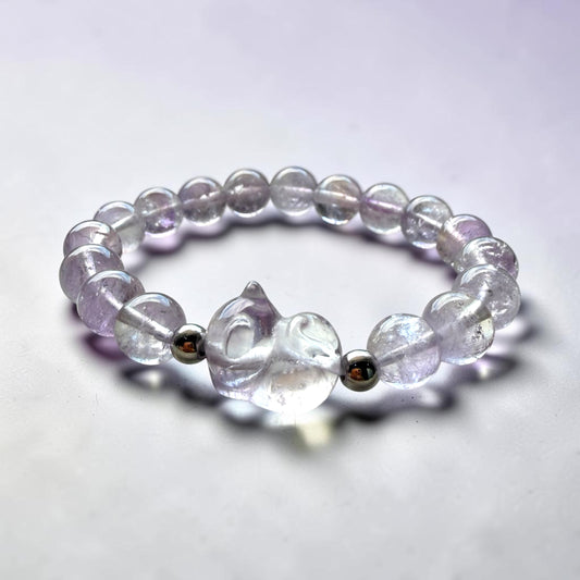 Lavender Amethyst Cat Charm Bracelet