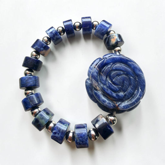 Sodalite Rose Carving Bracelet