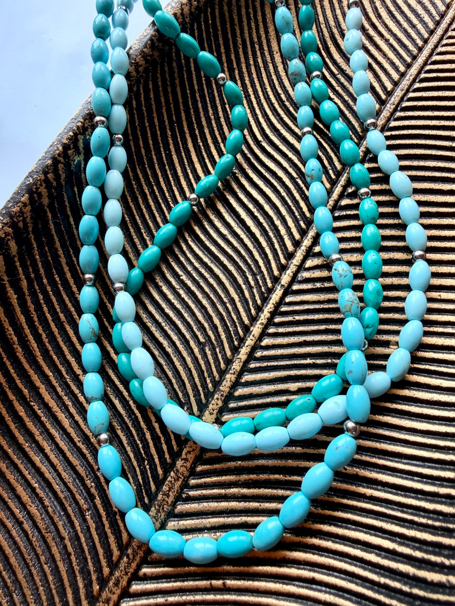 Turquoise Rice Bead Necklace
