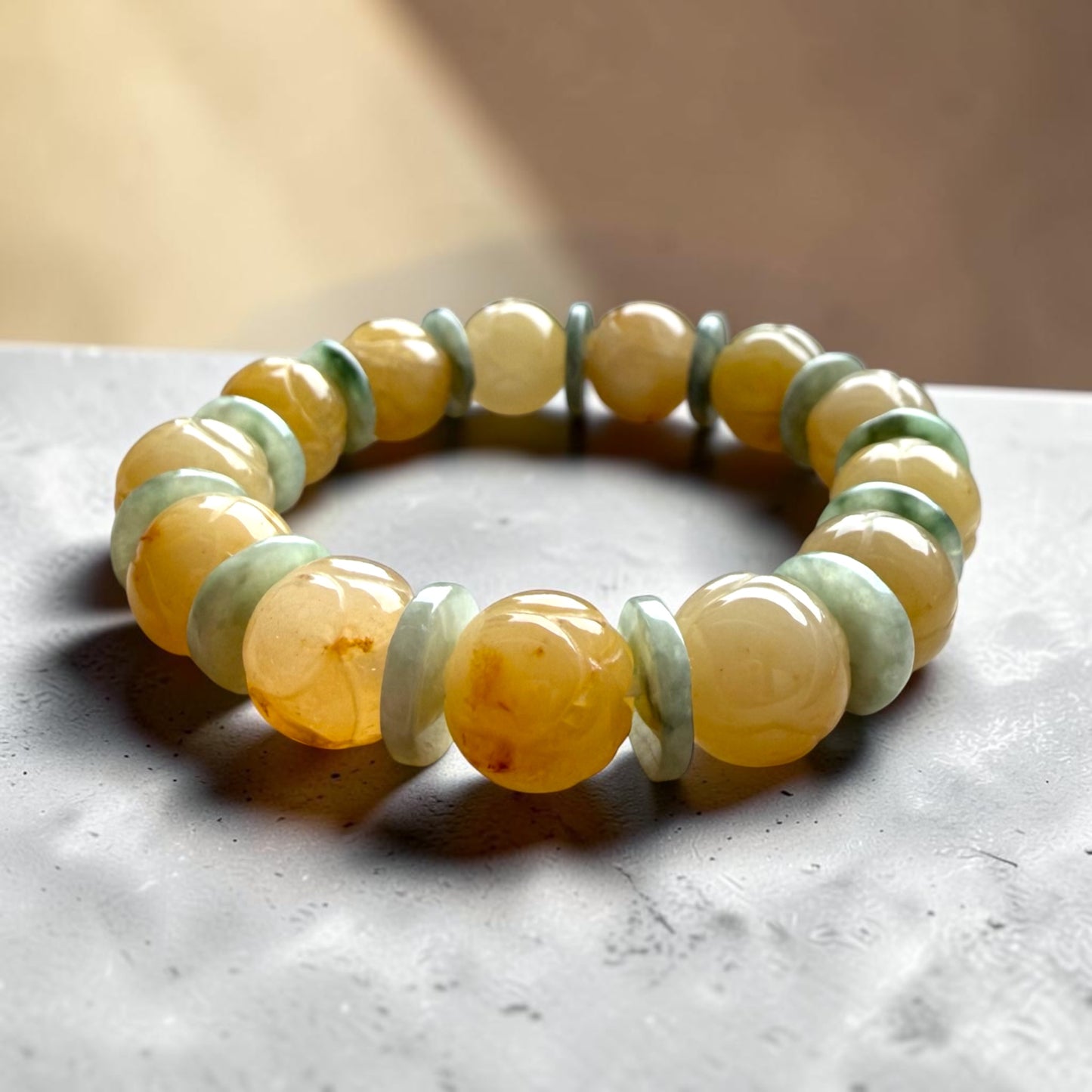 Yellow & Green Jade Abacus Lucky Turn Bracelet