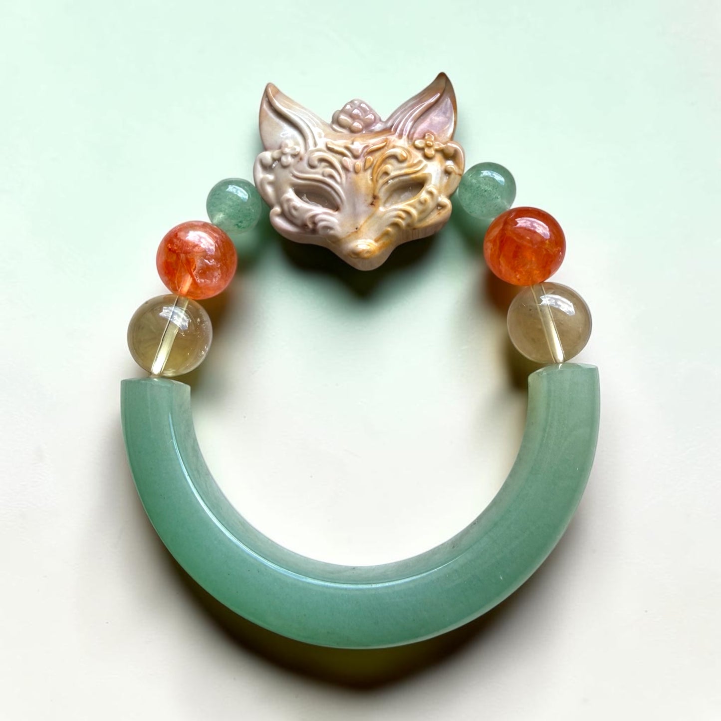 Green Aventurine Nine-Tailed Fox Half-Bangle