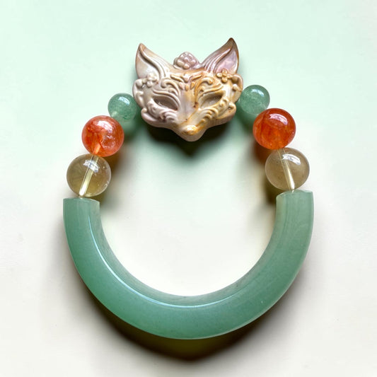 Green Aventurine Nine-Tailed Fox Half-Bangle
