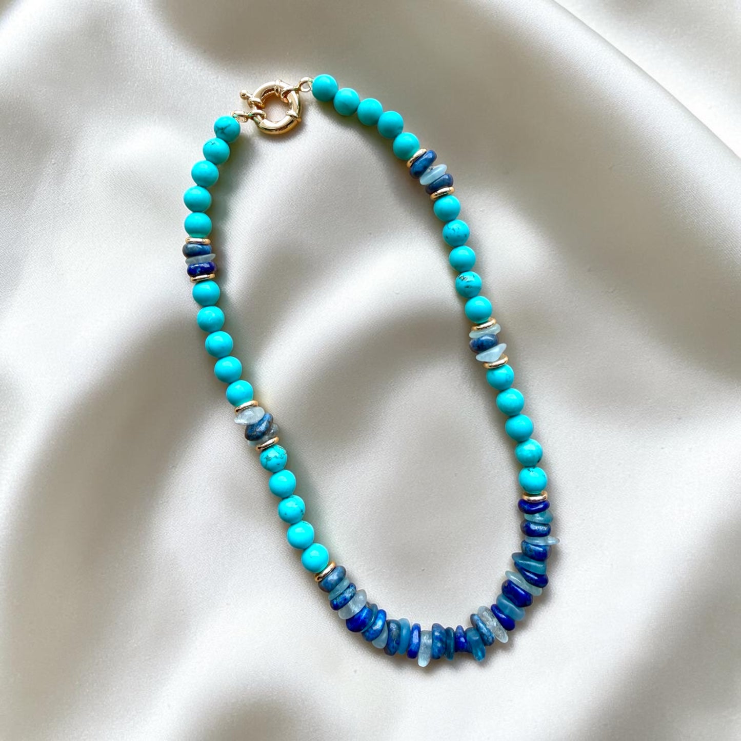 Turquoise, Aquamarine & Lapis Lazuli Necklace
