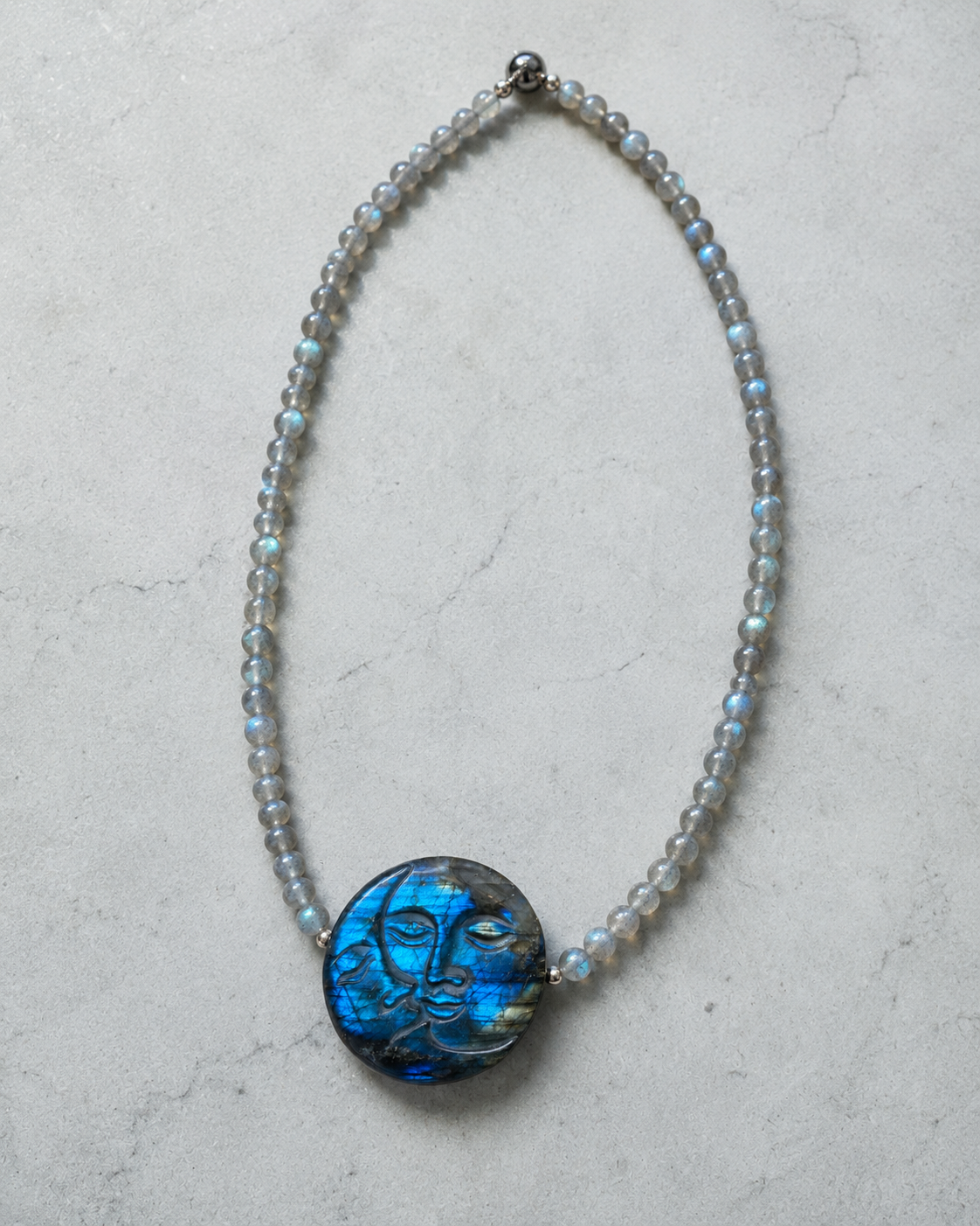 Labradorite Two Moon Necklace