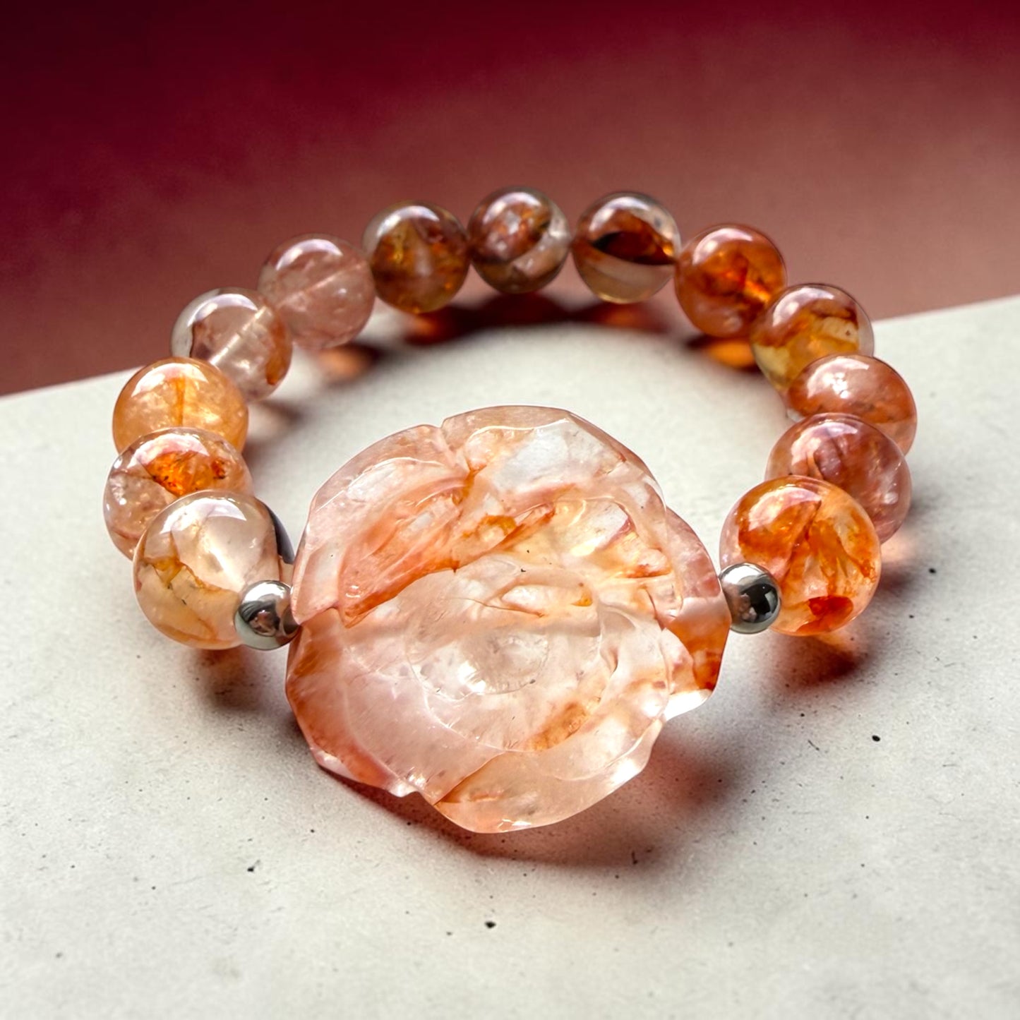 Fire Quartz Rose Bracelet