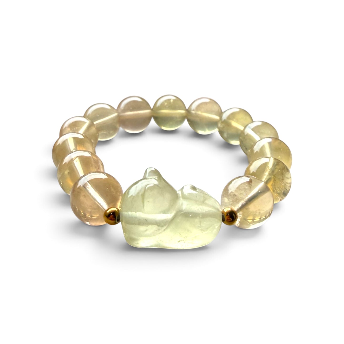 Citrine (Lemon) Sleeping Cat Bracelet