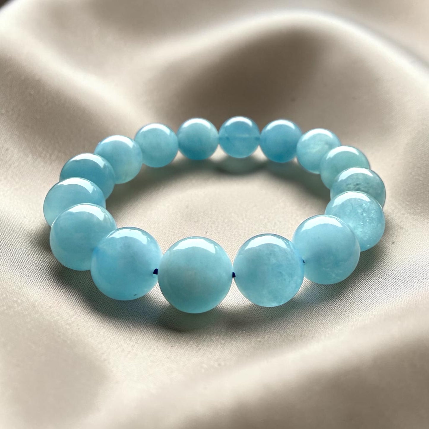 Aquamarine Deep Blue Bracelet 12mm