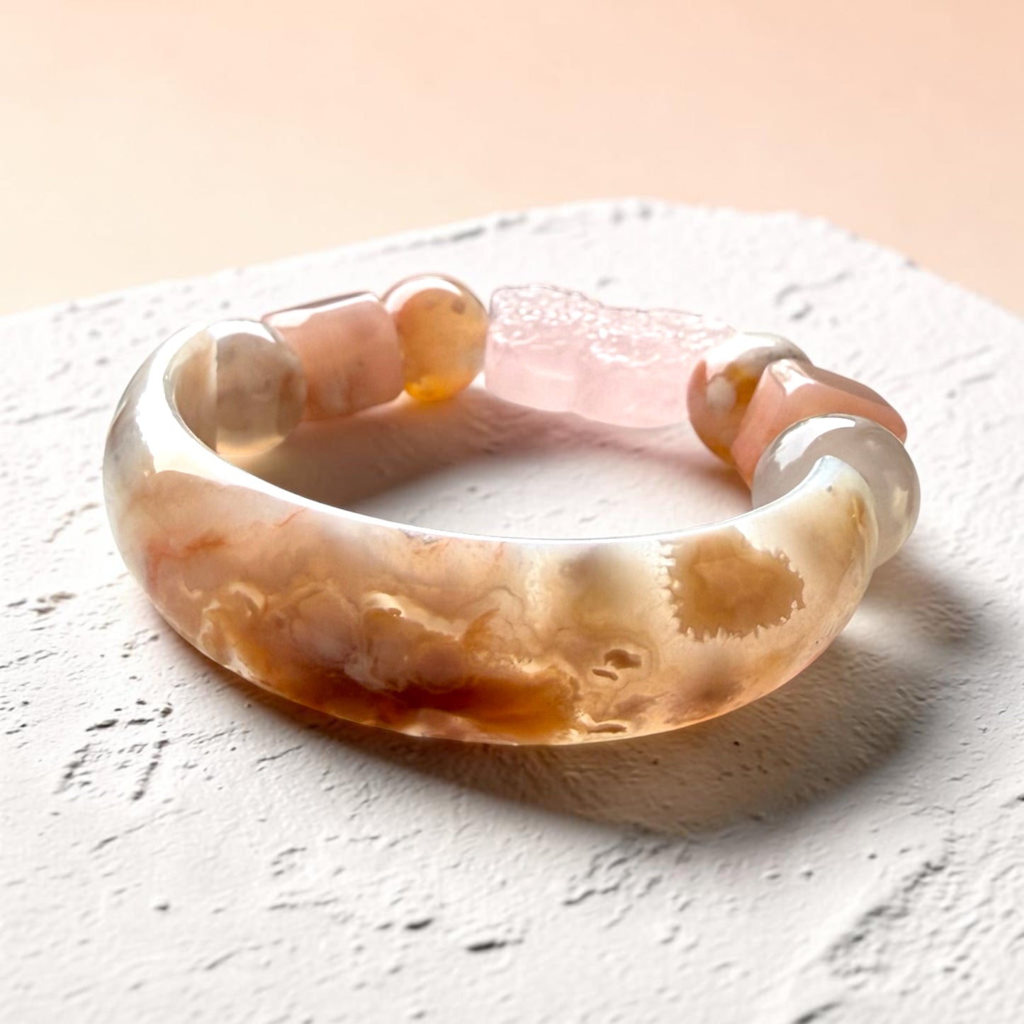 Sakura Agate Half-Bangle Bracelet