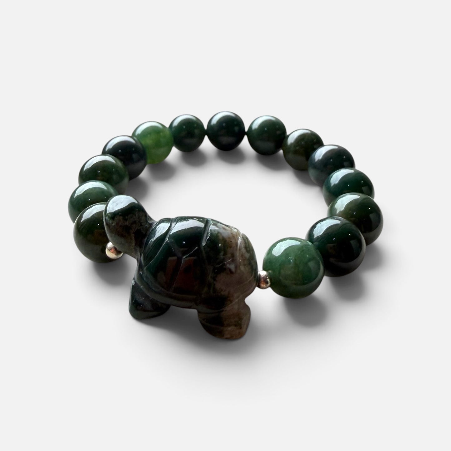 Moss Agate Turtle Bracelet