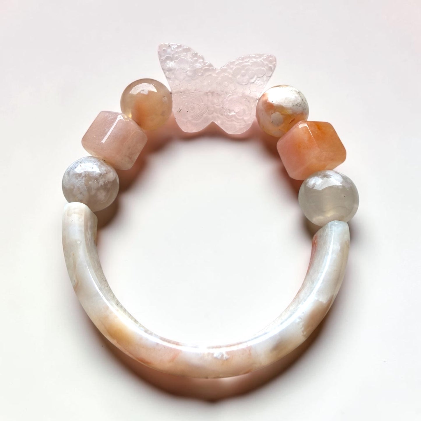 Sakura Agate Half-Bangle Bracelet
