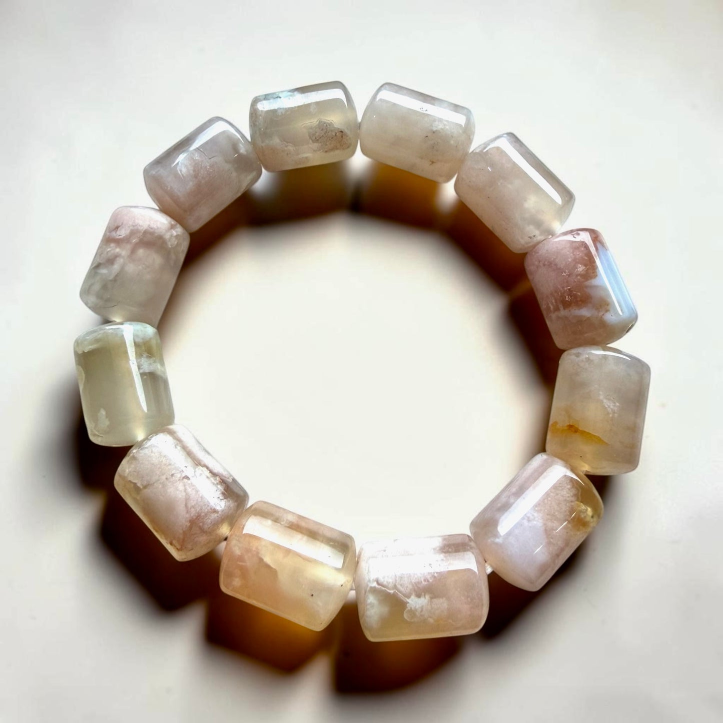 Sakura Agate Barrel Bracelet